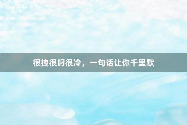 很拽很叼很冷，一句话让你千里默